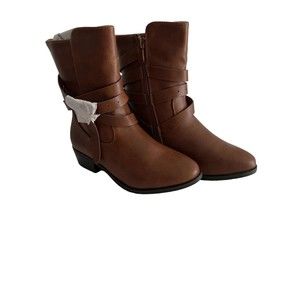 Dream Pairs Women Low Chunky Block Heel Booties Round Toe Zip Ankle Boots Size 5